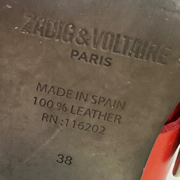 Zadig & Voltaire Cara Studded Ankle Boots Red Western Rockabilly  sz  38EU/7US - Picture 8 of 16